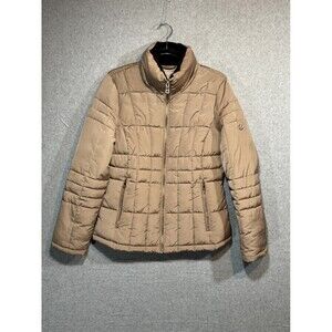 Calvin Klein 2 Degree Warmth Factor Puffer Jacket Women S Tan Mock Neck Full Zip
